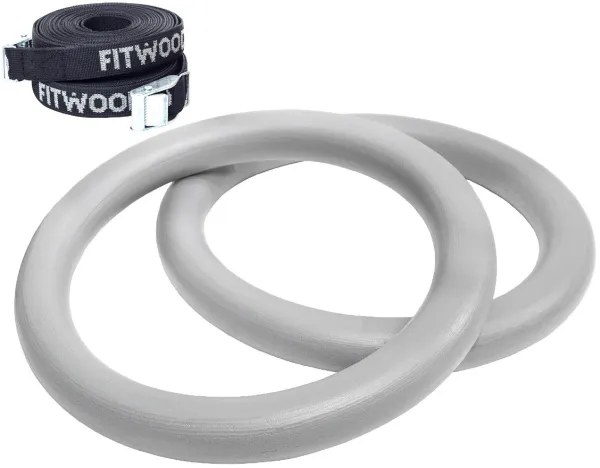 FitWood ULPU MINI Gymnastikringe 28mm - Graue Oberfläche / Schwarzer Gurt