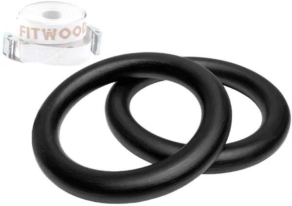 FitWood ULPU MINI Gymnastikringe 28mm - Schwarze Oberfläche / Weißer Gurt