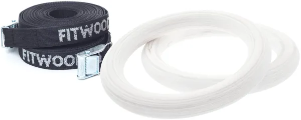 FitWood ULPU MINI Gymnastikringe 28mm - Weiße Oberfläche / Schwarzer Gurt